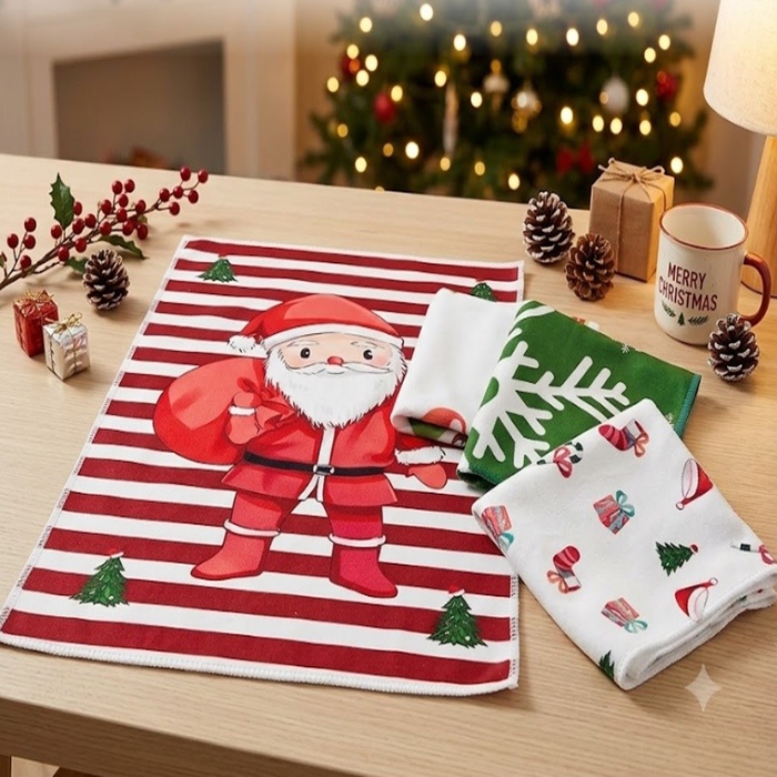 Christmas Printed Microfiber Towels Personalized Decorative Gift Towels for Holidays