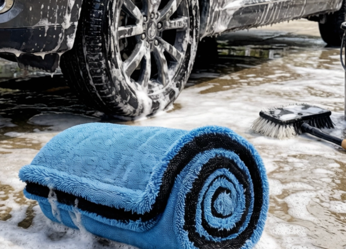 Twist loop microfiber car drying towel for auto detailing, heavy absorbent drying towel for car wash, Laurey Textiles