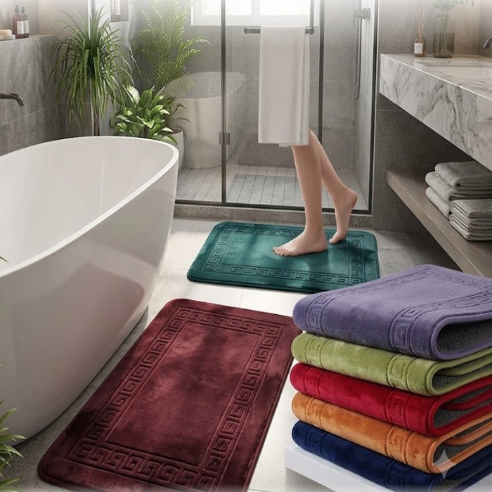 Anti-Slip Bathroom Mat Thick Microfibre Coral Fleece Rug for Shower