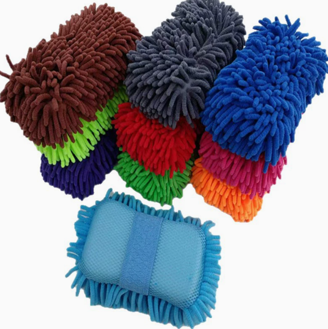 Microfiber Chenille Car Wash Foam Sponge Pad With Elastic Band