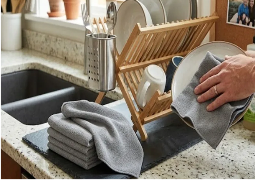 Durable Edgeless Microfiber Dish Cloths - Lint-Free & Ultra-Absorbent Kitchen Essentials