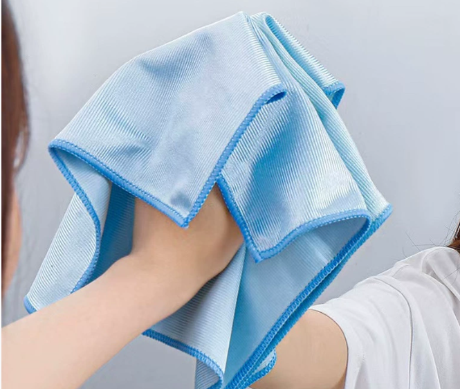  Blue Color Microfibr Glass Cloth For Cleaning Fresh Goods     