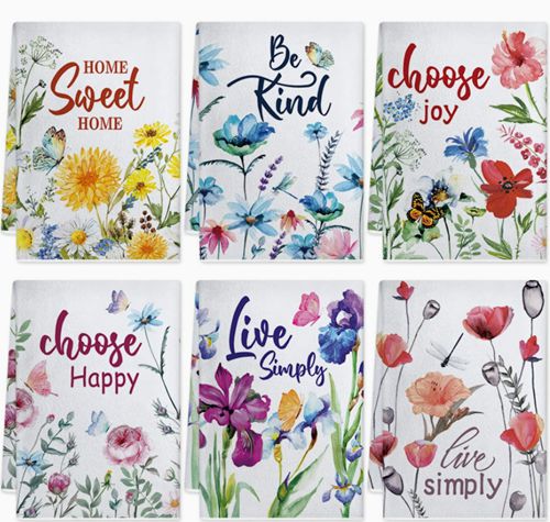 Soft Microfiber Printed Kitchen Towels Absorb | Water Fast, Lint-Free Cleaning Cloths for Dishes and Glass