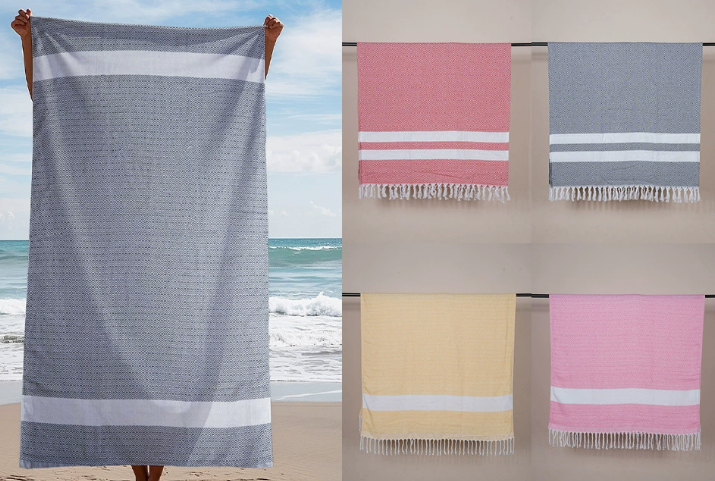 Cotton Tassel Beach Towel sand free – Soft, Fast Drying & Foldable Travel Towel