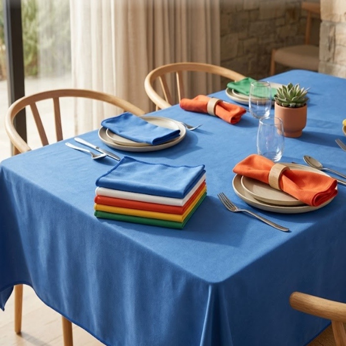 Microfiber Suede Tablecloths and Napkins Elegant Solid Color Table Linen