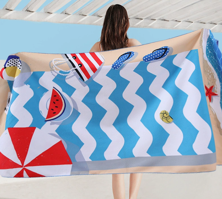 Double Sided Printed Microfiber Beach Towels  laurey microfiber towels supplier
