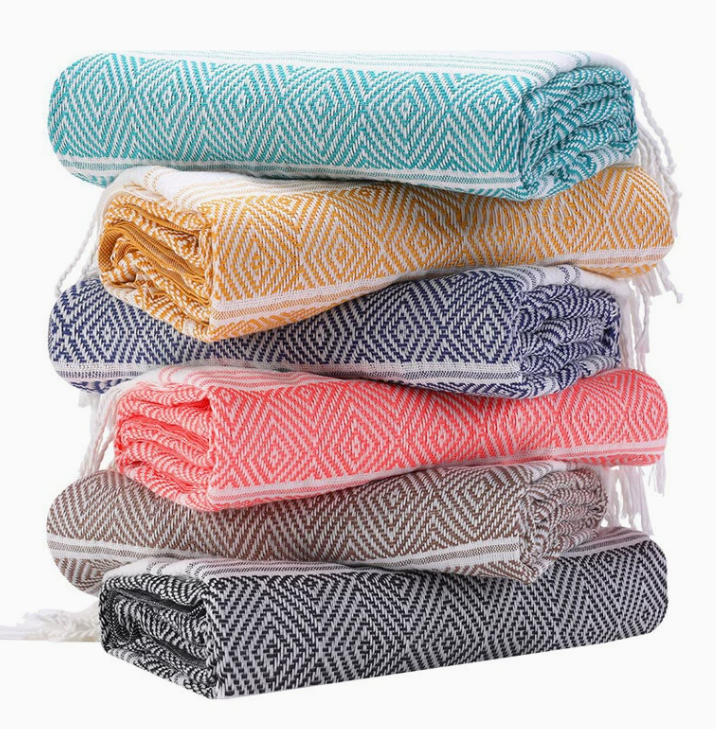 Fringe Cotton Travel Towel Beach Blanket– Lightweight, Quick Dry, Perfect for Vacation & Pool