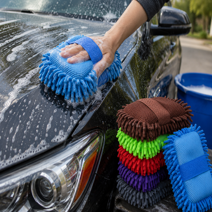 Microfiber Chenille Car Wash Sponge with Elastic Band