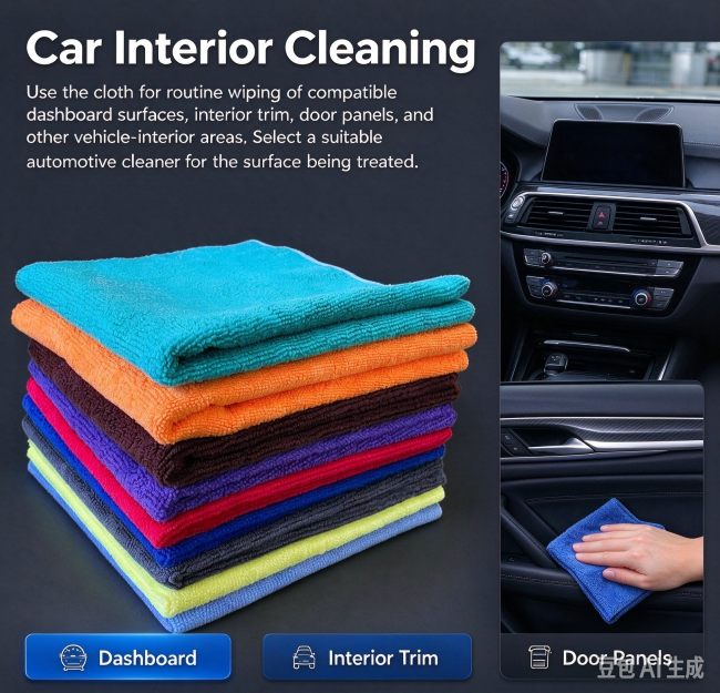 300 GSM microfiber detailing cloths for car interior cleaning, dashboard, trim and door panels