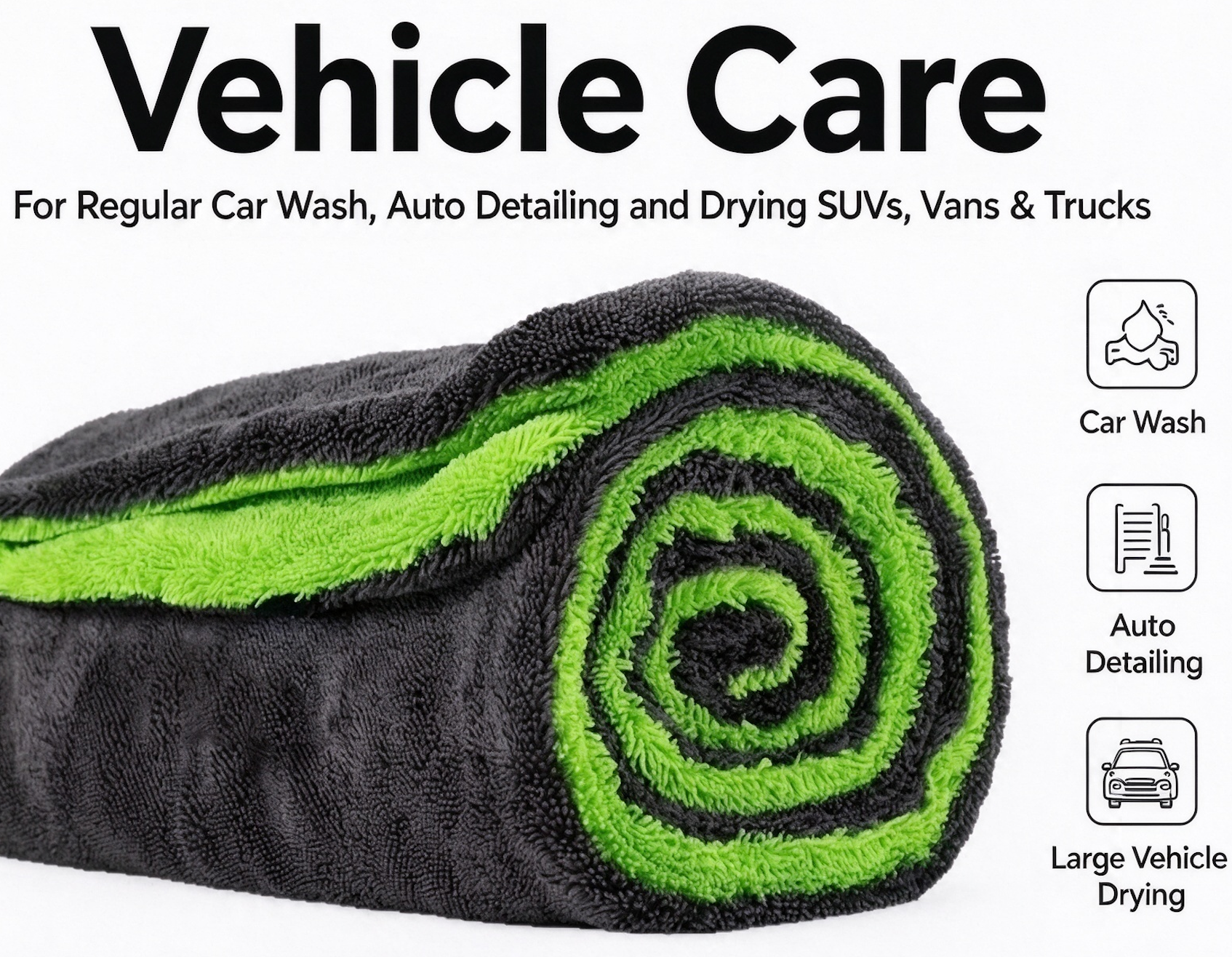 1600 GSM twisted pile microfiber car drying towels for vehicle care, regular car wash, auto detailing and drying SUVs, vans & trucks, Laurey Textiles