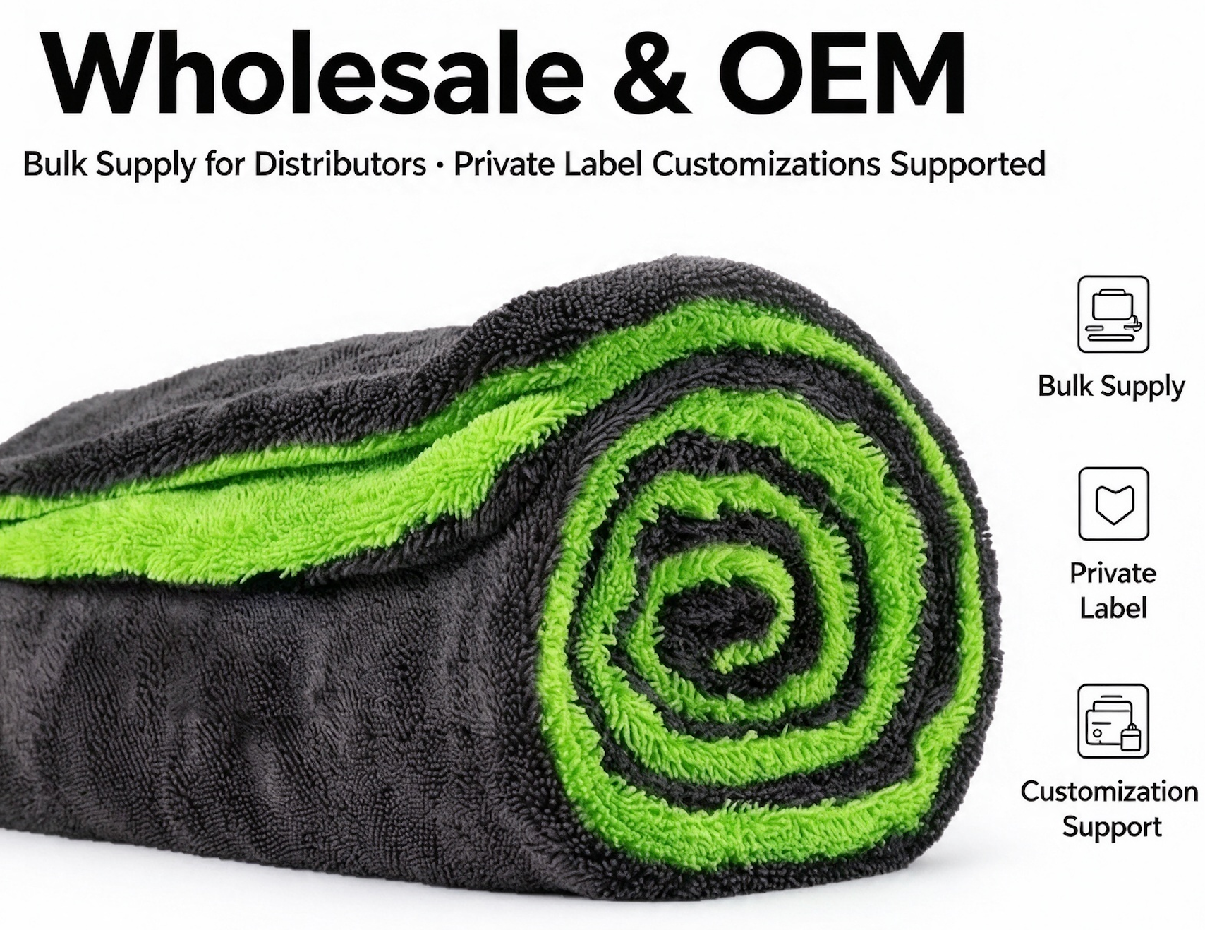 1600 GSM twisted pile microfiber car drying towels for wholesale and OEM, bulk supply for distributors with private label customization support, Laurey Textiles