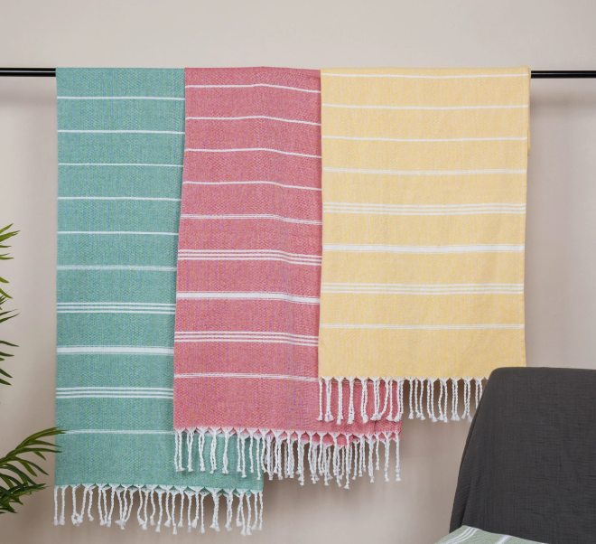 Turkish Fringe Cotton Beach Towel factory / Stylish Peshtemal Towel for Travel, Gym, and Home