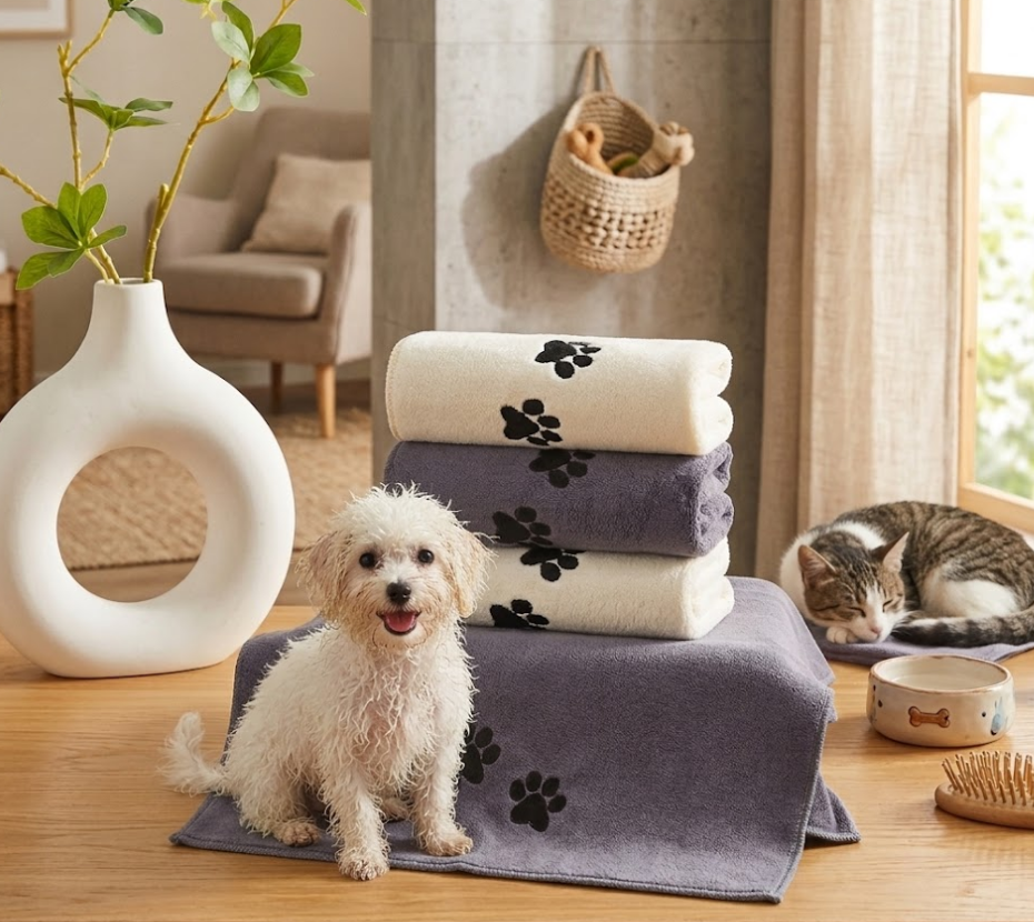 Wholesale Embroidered Microfiber Pet Towel | Premium Quick-Dry Dog & Cat Bath Towels