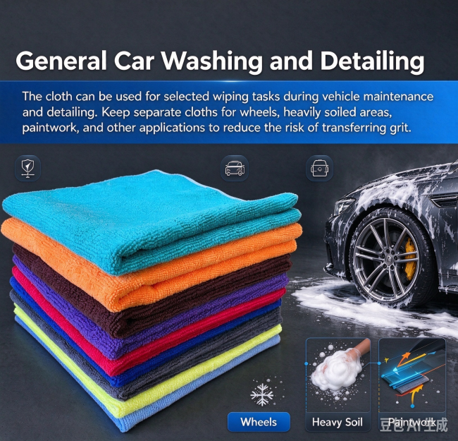 300 GSM microfiber detailing cloths for general car washing, wheels, paintwork and heavy soil