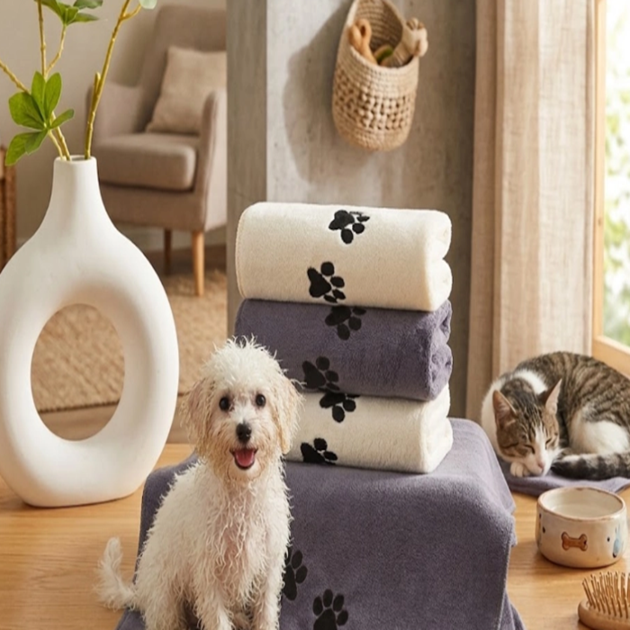 Custom Embroidered Microfiber Pet Towels - High-Absorbency Quick-Dry Bathing Supplies